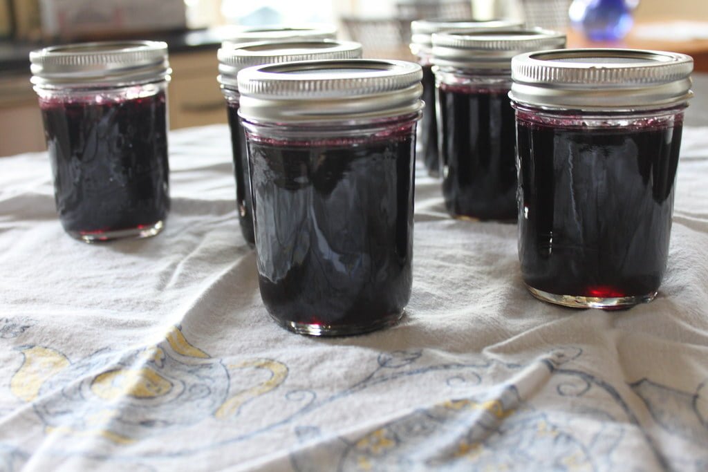 grape jelly in mason jars