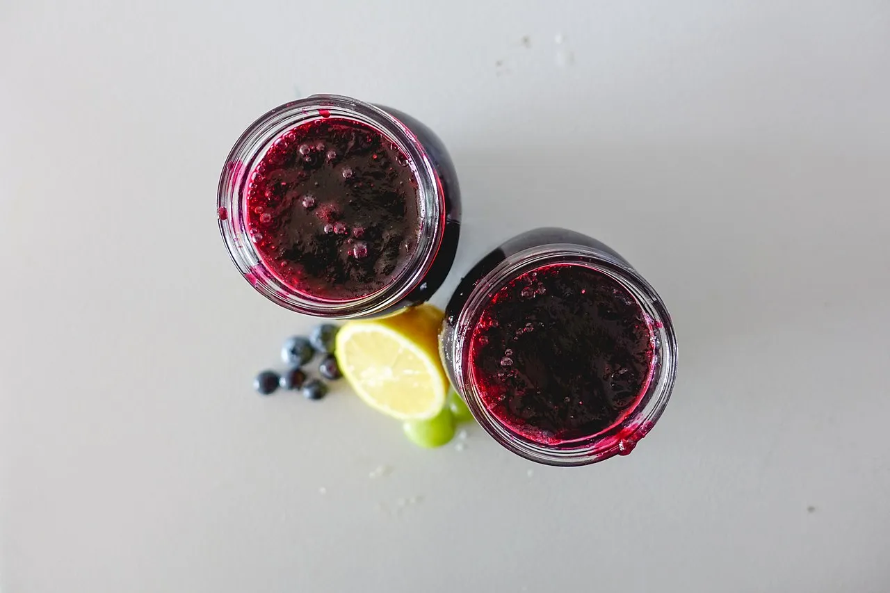 Blueberry jam in jar